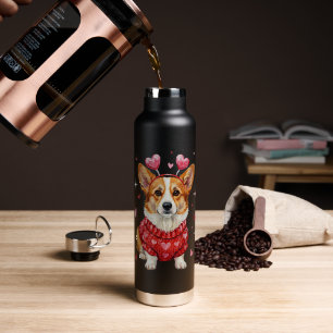 Süßer Corgi Valentinsherz Valentinstag Trinkflasche