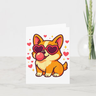 Süßer Corgi Valentinstag Welpe mit Herz Sungles Karte