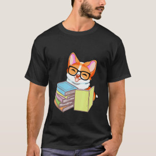 Süßer Corgi-Welpe Bücherwurm Leidenschaftliches Bu T-Shirt