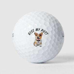 Süßer Corgi-Welpe Frecher Humor 'Küss meinen Putt' Golfball