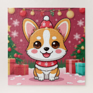 Süßer Corgi-Welpe mit Weihnachtsgeschenken Puzzle