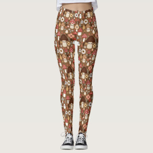Süßer Cottage-Core-Pilze und -Blumen Leggings