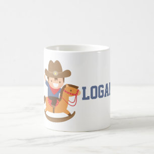 Süßer Cowboy auf Schaukelpferd personalisierte Tas Tasse