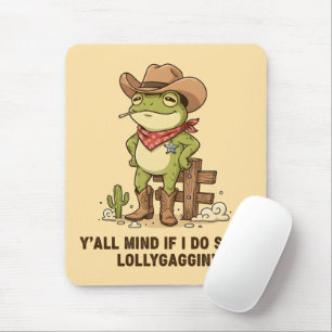 Süßer Cowboy-Frosch, der herumlungert - Western-Fr Mousepad