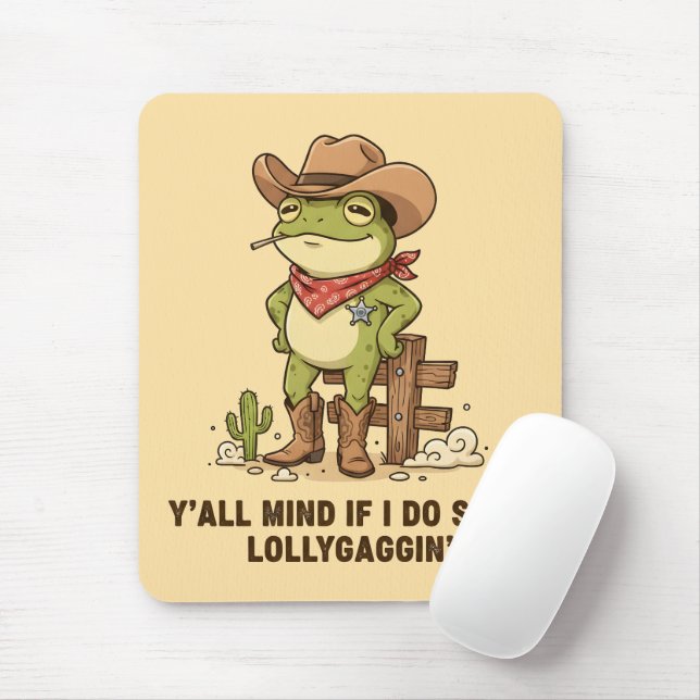 Süßer Cowboy-Frosch, der herumlungert - Western-Fr Mousepad (Mit Mouse)