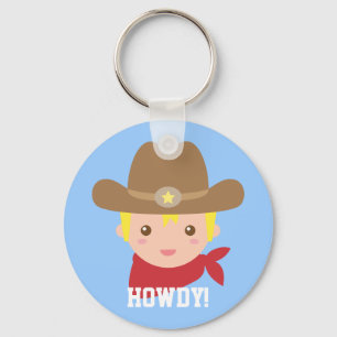 Süßer Cowboy-Junge personalisiert Schlüsselanhänger