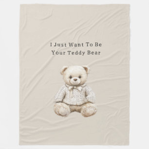 Süßer Creme-Teddybär im Pullover Fleecedecke