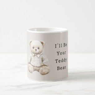 Süßer Creme-Teddybär im Pullover Kaffeetasse