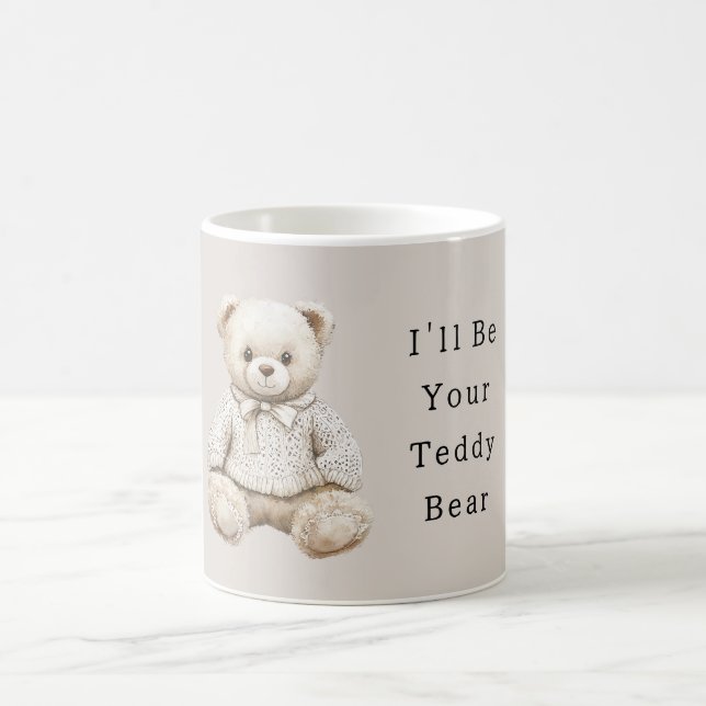 Süßer Creme-Teddybär im Pullover Kaffeetasse (Mittel)