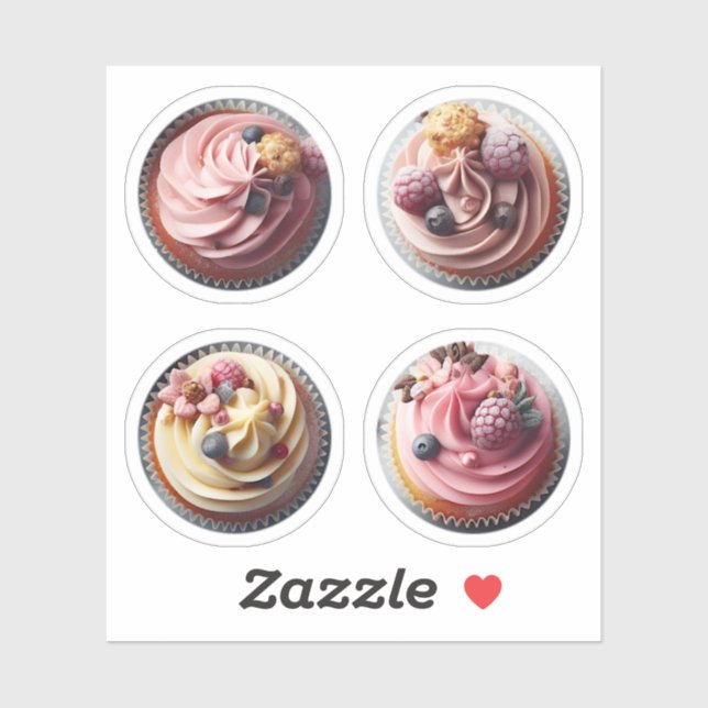 Süßer Cupcake Creme Kuchen Muffins Labels Foto (Blatt)