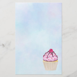 Süßer Cupcake mit Himbeere oben Briefpapier