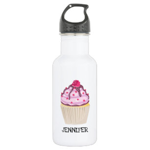 Süßer Cupcake mit Himbeere oben Edelstahlflasche