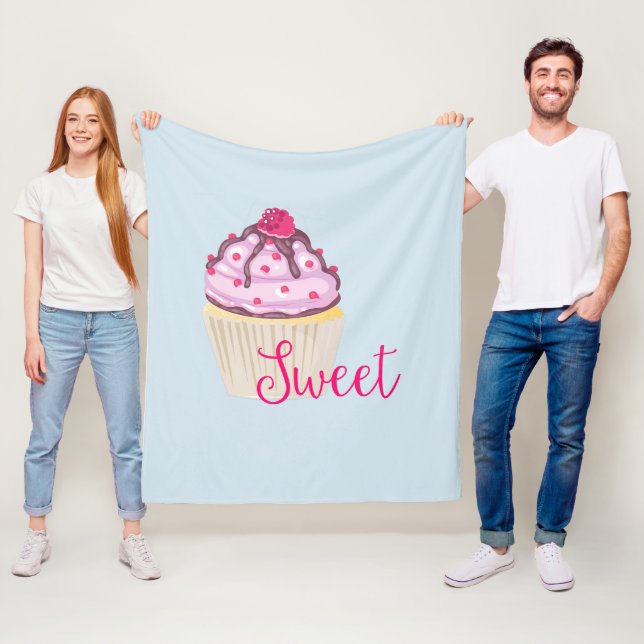 Süßer Cupcake mit Himbeere oben Fleecedecke (Beispiel)