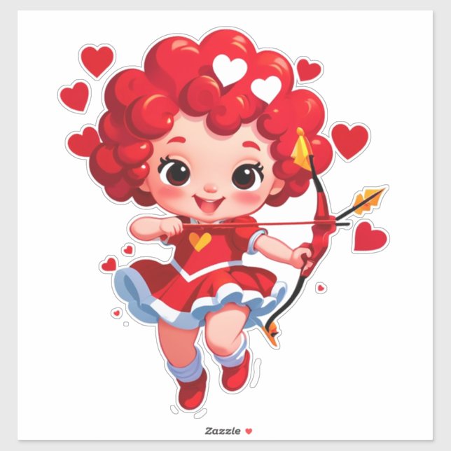 Süßer Cupid mit Bogen und Pfeil Aufkleber (Blatt)