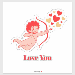 Süßer Cupid mit Bogen und Pfeil Aufkleber