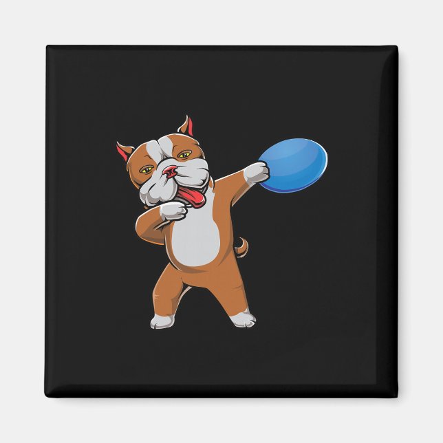 Süßer Dabbing Pitbull Disc Golf Liebhaber Pit Bull Magnet (Vorne)
