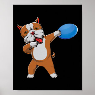Süßer Dabbing Pitbull Disc Golf Liebhaber Pit Bull Poster