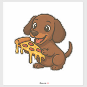Süßer Dachshund Cartoon Pizza Pizza Liebhaber Hund Aufkleber