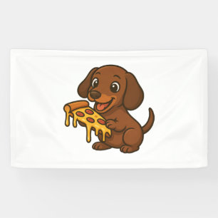 Süßer Dachshund-Cartoon-Pizza-Pizza-Liebhaber-Hund Banner