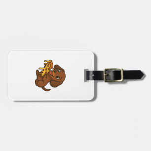 Süßer Dachshund Cartoon Pizza Pizza Liebhaber Hund Gepäckanhänger