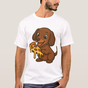 Süßer Dachshund Cartoon Pizza Pizza Liebhaber Hund T-Shirt