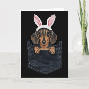 Süßer Dachshund-Hund-Hasenmütze in Tasche Ostern Karte