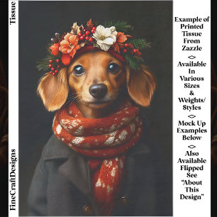 Süßer Dachshund-Hund mit festlichem Schal ED9R Déc Seidenpapier