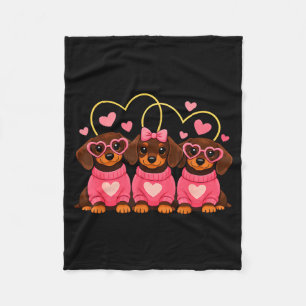 Süßer Dachshund Hund Valentinstag Romantischer Lie Fleecedecke