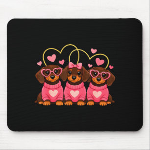 Süßer Dachshund Hund Valentinstag Romantischer Lie Mousepad