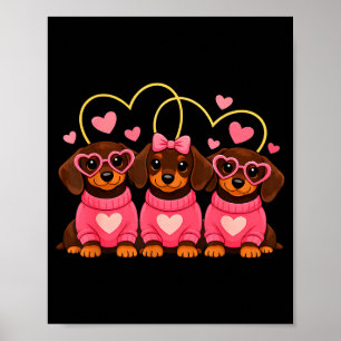 Süßer Dachshund Hund Valentinstag Romantischer Lie Poster