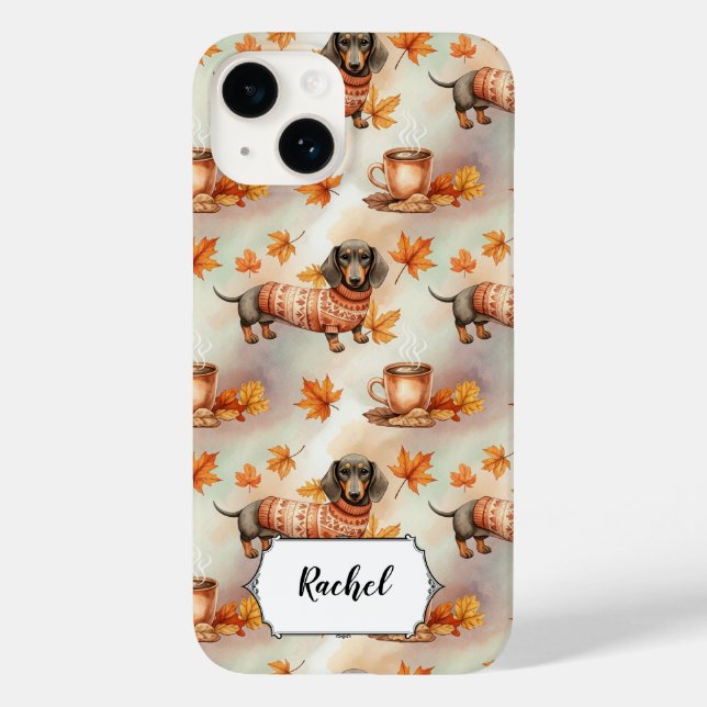 Süßer Dachshund im Pullover personalisiert für Hun Case-Mate iPhone Hülle (Rückseite)