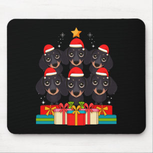 Süßer Dachshund Le Doxie Weihnachtsbaum Xmas Hut L Mousepad