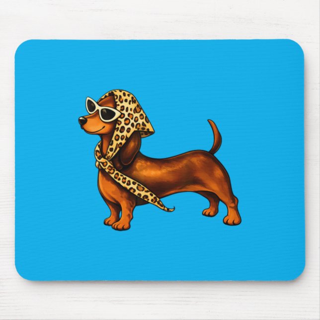 Süßer Dachshund Leopard mit Sonnenbrille Lustig Mousepad (Vorne)