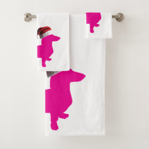 Süßer Dachshund mit einem Weihnachtsmannhut Badhandtuch Set