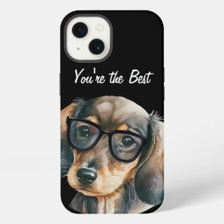 Süßer Dachshund mit schwarzer Brille iPhone 13 Hülle