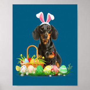 Süßer Dachshund Ostertag Hase Eier Osterkostüm Poster
