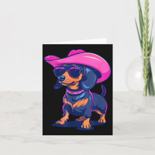 Süßer Dachshund Rosa Cowboyhut Wiener Würstchen Hu Karte