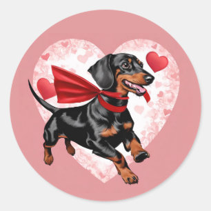 Süßer Dachshund Valentinstag Aufkleber