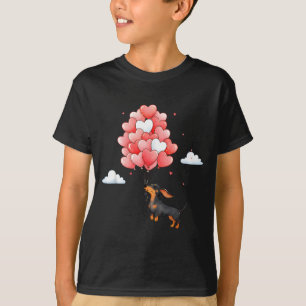 Süßer Dachshund Valentinstag Herz Ballon Hunde Lie T-Shirt