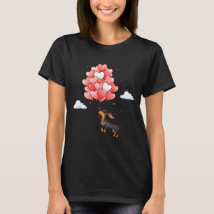 Süßer Dachshund Valentinstag Herz Ballon Hunde Lie T-Shirt