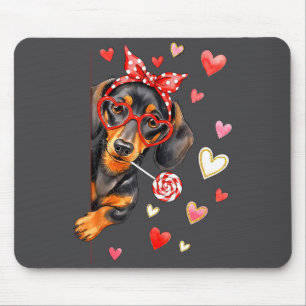 Süßer Dachshund Valentinstag Herz Hundemama Hunde Mousepad