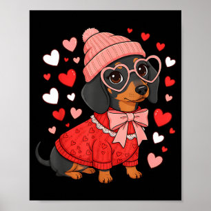 Süßer Dachshund Valentinstag Herz Liebhaber Hundem Poster