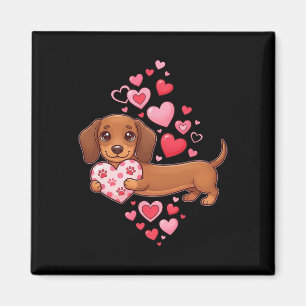 Süßer Dachshund Valentinstag Herz Lustiger Dachshu Magnet