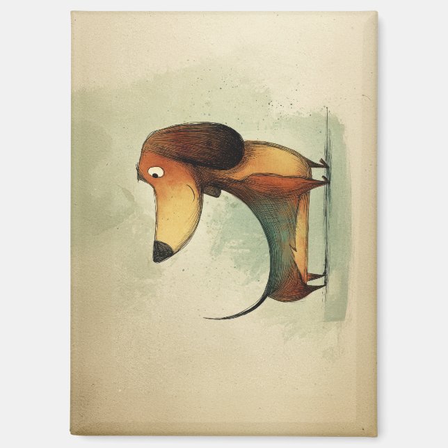 Süßer Dachshund – Verspielte Hundeillustration Magnet (Vorderseite)