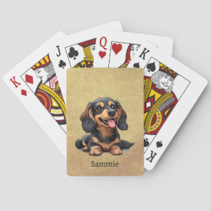 Süßer Dachshund-Welpe benutzerdefiniertes Kartensp Spielkarten