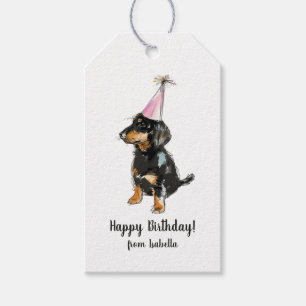 Süßer Dachshund-Wursthund-Geburtstag Geschenkanhänger