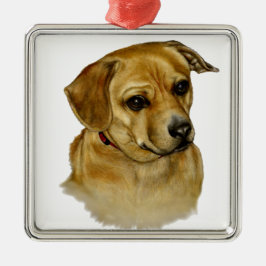 Süßer Dachsy-Terrier-Mischlingshund Ornament Aus Metall