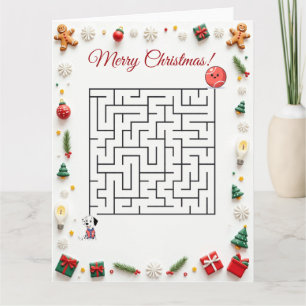 Süßer Dalmatiner-Hund Weihnachts-Labyrinth-Puzzle Karte