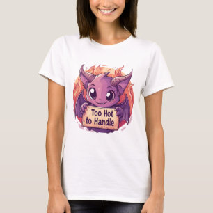 Süßer Dämon mit einem "Zu heiß zum Anfassen"-Schil T-Shirt