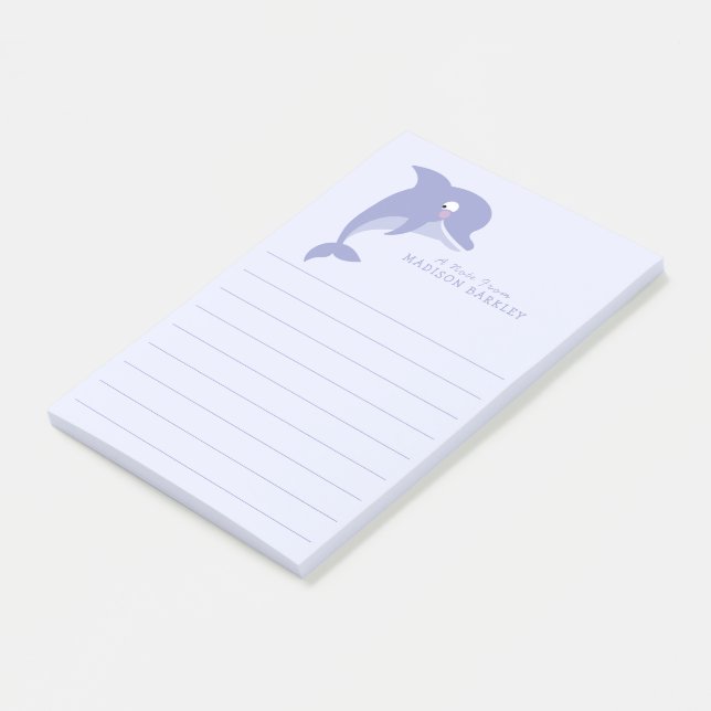 Süßer Delfin für Kinder Post-it Klebezettel (angewinkelt)